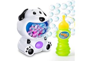 MAKE KIDS SMILE BUBBLE FUN Bubble Machine,Kids Bubble Maker with 4oz Bubble Solution,Outdoor Bubble Blower Toys for Party Wedding