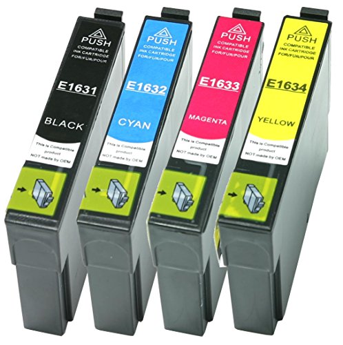 4 XL Druckerpatronen Schwarz, Cyan, Magenta, Yellow ersetzen Epson T1631 T1632 T1633 T1634 Nr.16 Nr.16XL geeignet z.B. für Epson WorkForce WF-2010, WF-2510, WF-2520, WF-2530, WF-2540, WF-2630, WF-2650, WF-2660, WF-2750, WF-2760