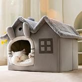 Tineke Kedi Evi Yumuşak Kedi Yatağı Derin Uyku Ve Kış Evi &Ccedil;ıkarılabilir Minder -villa 1adet (GRİ B&Uuml;Y&Uuml;K BOY)