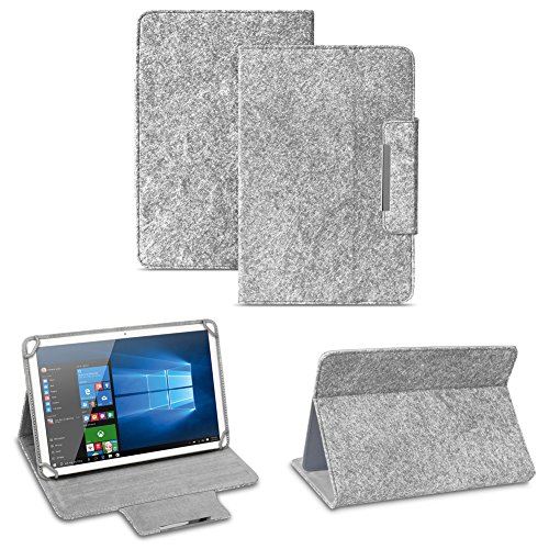 Robuste Filz Hülle für Ihr 9.7 - 10.1 Zoll Tablet aus hochwertigem Kunstleder mit umweltfreundlichem Filz Farbe Grau designt praktischer Standfunktion kombiniert Schutz und Design Schutztasche Stand Tasche Cover Case von NAUC