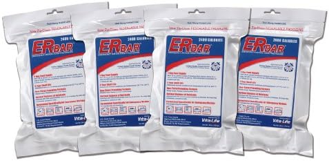 ER Emergency Ration 2400+ Calorie, 5-Year Emergency Food Bar for Survival Kits and Disaster Preparedness (Pack of 4)