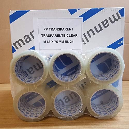 iDEALS UK PACKAGING LTD Huge rolls extra wide heavy duty packing tape parcel tape cellotape for moving boxes large strong 75mm x 66m 3'' - Pack of 6 Rolls (Clear)