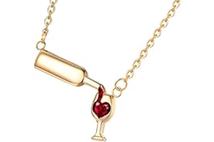 PAURO Damen Y Anhänger Halskette Edelstahl Weinflasche BierbecherBilden