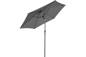 Angel Living Sombrilla de jardín de aluminio de 250 cm con mecanismo de inclinación de manivela, parasol UV 50+