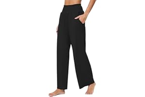 Famulily Womens Wide Leg Summer Trousers Elasticated Waist Yoga Lounge Pants Long Tracksuit Bottoms with Pockets S-XXL