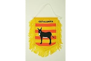AZ FLAG - Wimpel Katalonien Mit Esel - 15x10 cm - Katalanische Mini Flagge 10 x 15 Cm - Auto Pennant Spezielle Auto