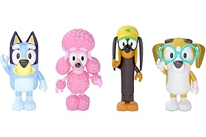 Bluey and Friends: Bluey, Coco, Snickers and Honey 4 Figure Pack Articulated Character Action Figures 2.5 Inch Official Collectable Toy