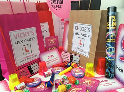 PERSONALISED FILLED HEN PARTY BAG - complete with tissue paper and choice of 5 items