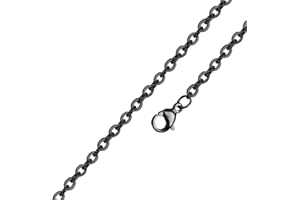 BlackAmazement 316L Edelstahl Halskette Gliederkette Länge 45cm 50cm 55cm 60cm Stärke 1mm 2mm silber rose gold schwarz Damen Herren