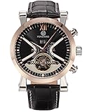 EASTPOLE Herren Armbanduhr Automatik Mechanik Uhr mit Schwarze Armband aus Kunstleder + EASTPOLE Geschenkbox PMW333