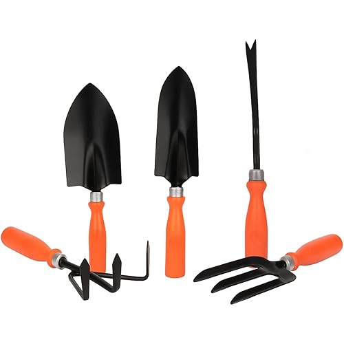 Kraft Seeds Gardening Hand Tools Set - 5 Pieces (Cultivator, Big and Small Trowel, Weeder, Fork) | Tools for Home Garden | Durable Plant Tool Kit | Farming Tools