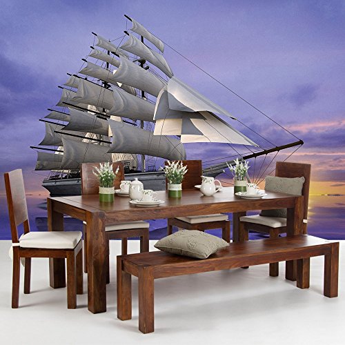 Vlies Fototapete PREMIUM PLUS Wand Foto Tapete Wand Bild Vliestapete – Wasser Meer Segelboot Segelschiff Sonnenuntergang – no. 2835, Größe: 368 x 254 cm Vlies - 5