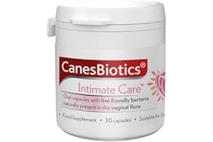 Canesten CanesBiotics, Oral Capsules with Live Friendly Bacteria Naturally Present in The Vaginal Flora, 4 Billion Live Cultures, Vitamin B2, Food Supplement, 30 Capsules