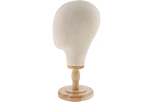 Baitang Canvas Block Head Mannequin Head Wig Display Styling Head With Plastic Wooden And Mount Hole, Great Wig/Hat/Glasses Holder
