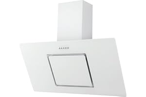 Respekta Cappa aspirante senza ingombro / 90 cm/struttura in metallo bianco con pannello copriluce in vetro/funzione di espulsione e ricircolo dell'aria / CH22010-90WBZ / B / 54-62 dB