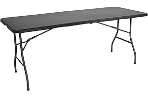 THINIA HOME Mesa Catering Plegable Portátil Rectangular 180 cm Multiusos: Camping, Eventos en Espacios Exteriores o Interiores | Resina y Patas Acero | 4-6 Personas y Carga de 150kg