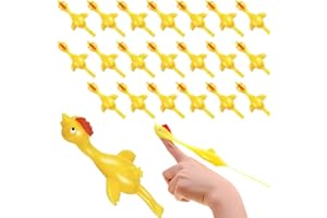 DAOFEN 20 Pcs Slingshot Rubber Chicken，Funny Flick a Chicken Slingshot Finger Toys, Sticky Rubber Chickens Stretchy Flying Chicken Sling Shot Toys Bulk, Silly Novelty Party Favors Gag Gifts