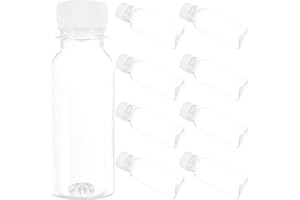HOUSOUTIL 10 Stück Ieere Plastikflaschen zum Befüllen, 100ml Trinkflasche aus PET mit Schraubdeckel, Weithalsflaschen leer für Milch Säfte Saft Wasser, 4x4x12cm