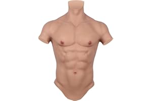 Wisfancy Muscular Abdominal Realista, Traje Masculino Musculoso Medio Cuerpo Traje Muscular Traje de Músculo de Silicona, Realista Pecho Masculino para Cosplay Crossdresser Transgénero Halloween