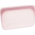Stasher Snack Bag (Rose Quartz) | Reusable Freezer Bags For Travel and Food Storage, Silicone Zip Loc Bag | 21cm x 14cm x 1.3cm / 290ml
