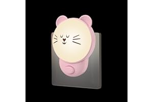 Annmore Veilleuse Bébé pour Prise Électrique avec Interrupteur, Lampe de Chevet LED Motif Chat pour Chambre Enfant Veilleuse Nomade pour Allaitement Lampe de Nuit pour Toilette, Cadeau Nouveau née