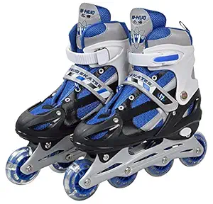 JSK JALSHREE Kitchen Store Inline Skating Inline Skating Super Quality High Adjustable Shoes 4 Wheeler Aluminum Body LED Flash Light Boys Kids and Girls (Multicolor)