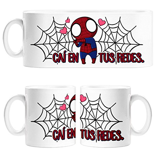 Taza Spiderman caí en tus redes amor regalo San Valentín
