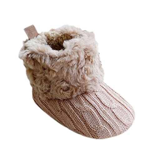 Etosell Newborn Crochet/Knit Fleece Boots Toddler Girl Wool Snow Crib Shoes Booties (S/0-6 Months, Khaki)