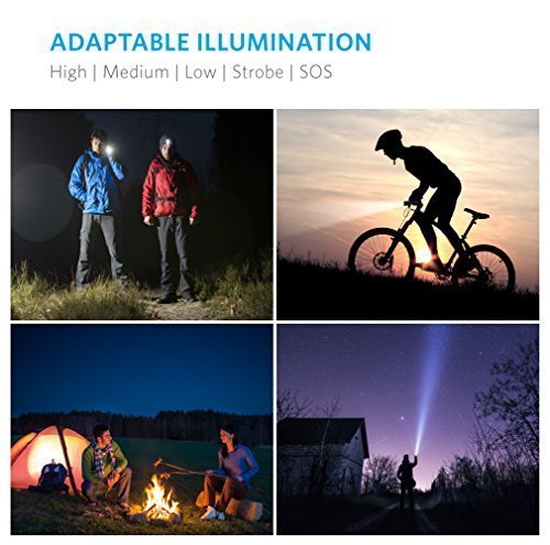 Anker Bolder LC130 LED Taschenlampe, IP67 Wasserfest, Wiederaufladbar, Professionelle Ultrahelle 1300 Lumen Taschenlampe mit 3 CREE LEDs (Kamping-, Sicherheit-, Notfallgebrauch), mit 5 Leuchtmodi, 26650 Batterien Inklusive - 6