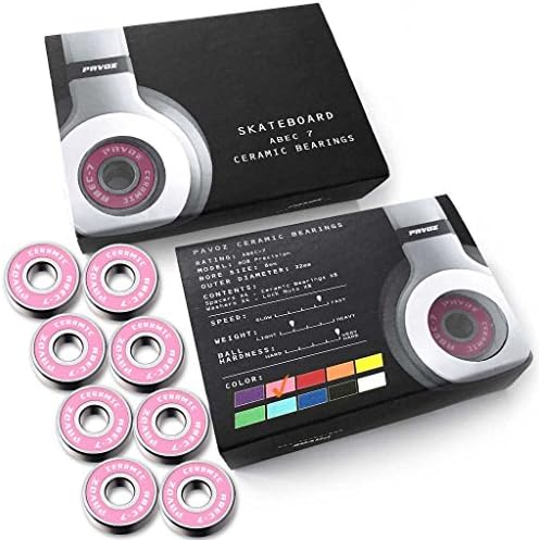 Pavoz Pro Skateboard Ceramic Bearings Lot High Speed No Rust ABEC-7 Scooter Pink V2.0