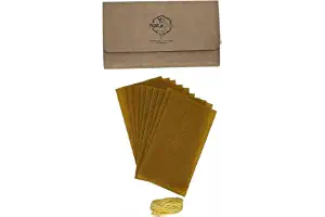 KIT Para fabricar Velas de Cera de abeja,Natural, Origen ESPAÑA en La Sierra de La Culebra y Sanabria (Zamora) - Sin Parafina.(KIT 10 Laminas 21cm x 11,5cm)+3m mecha encerada