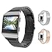 Produktbild MoKo Armband für Fitbit Ionic - Edelstahl Replacement Wrist Band Watchband Strap Uhrenarmband Erstatzband mit Metallschließe und Schnalle für Fitbit Ionic Health & Fitness Smartwatch, Schwarz