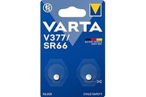 VARTA Knappcellsbatterier V377/SR66, 2 stycken, Silver Coin, 1,55 V | barnsäker förpackning, silveroxidteknik, kvicksilverfri, för febertermometer, pulsmätare eller bilnyckel
