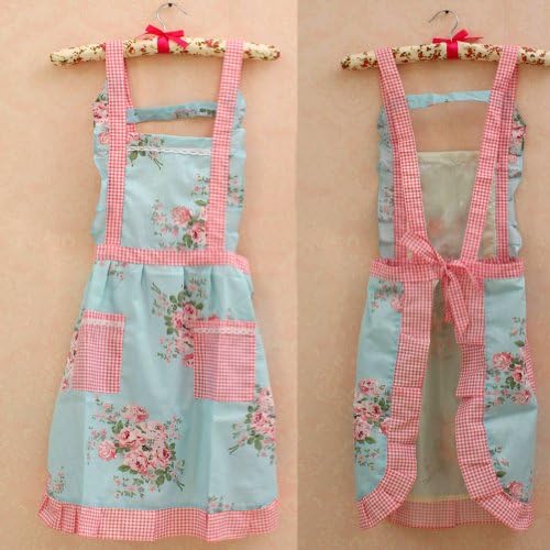 Hyzrz Stylish Flower Pattern Women's Fashion Floral Cotton Chef Cooking Cook Apron Bib with Pockets 13#