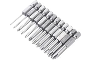 Fongmore Set di 12 punte per cacciavite a croce Phillips da 50 mm, con codolo esagonale da 1/4 di pollice, punta magnetica a croce