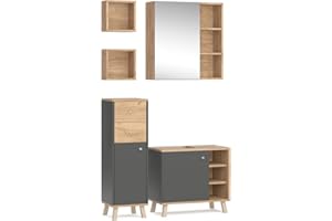 Vicco set mobili bagno Senyo, Antracite/Quercia dorata, 4 parti