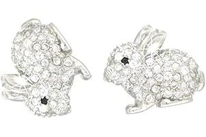 Findout - Pendientes para mujer de plata de ley 925 y circonita cúbica de conejo brillante para mujeres niñas niños (F1836), plata de ley, circonita cúbica, Plata de ley, Circonia cúbica