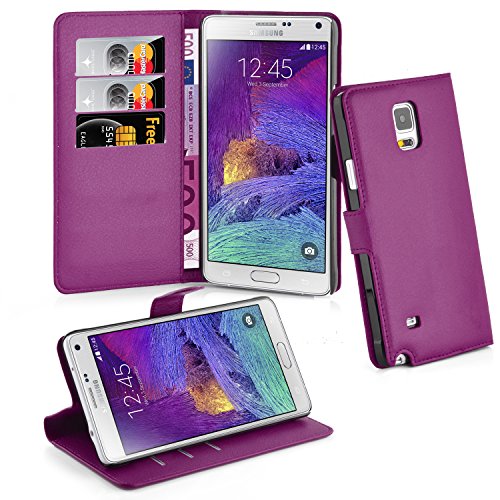 Cadorabo - Book Style Hülle für Samsung Galaxy NOTE 4 - Case Cover Schutzhülle Etui Tasche mit Standfunktion und Kartenfach in MANGAN-VIOLETT