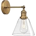 thumbnail image 2 of Phansthy Dual Head Vintage Wall Sconce - 7.1" Funnel Glass, Brushed Nickel, E27 Base 2 of 4