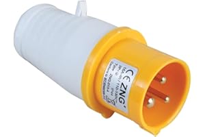 PRO ELEC PELB0114 16A, 110V, Cable Mount CEE Plug, 2P+E, Yellow, IP44