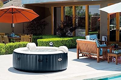 Intex G FR 28410EX Pure Spa 6 Places Rond Bulles LED, 1098 L, Bleu Marine, 216 x 71 cm