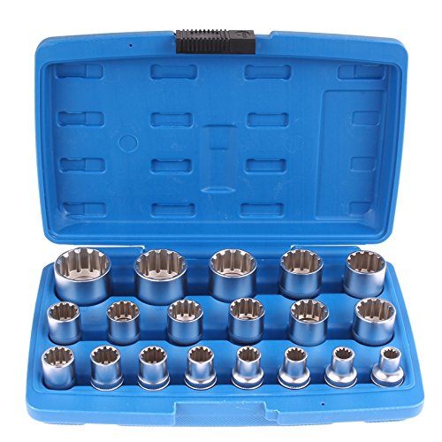 Außen Vielzahn Steckschlüssel Satz Kfz Werkzeug Nüsse 19 Teilig Steck Nuss Set