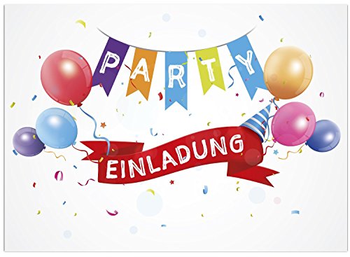 16 Einladungskarten zum Kindergeburtstag – Motiv Party – für Kinder, Jungen, Mädchen,Feier Geburtstagseinladungen im Set - 3