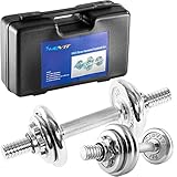 Beste MOVIT Qualität Chromhantel Chrom Hantelset mit 10kg Hantelscheiben aus verchromten Gusseisen Hanteln für Männer und Frauen