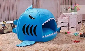 24x7 eMall Shark Pet House with Removable Bed Cushion Mat for Dogs and Cats (Large, 50 x 50 x 48 cm)