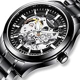 Herren Automatikuhr Männer Mechanische Automatik Schwarz Militär Wasserdicht Skelett Designer Edelstahl Leuchtende Armbanduhren Mann Luxus Gold Steampunk Klassisch Analog Tourbillon Uhr