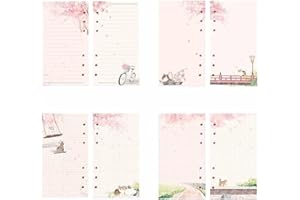 WYJUAN A6-Nachfüllpapier, 80 Blatt, lose Blätter, Notizbuch, Linienseiten, Papier, 6 Löcher, Nachfüllpackung, blanko, Nachfüllpackung für 6 Ringe, nachfüllbarer Ordner, Planer, Tagebuch, Notizbuch,