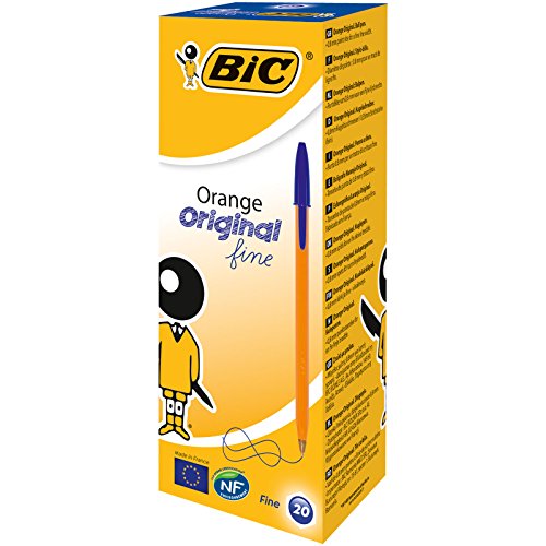 BIC Kugelschreiber Orange fine / 20 Kulis in Blau / Strichstärke 0,35 mm - fein / Dokumentenecht