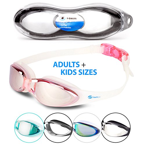i-Swim Pro Schwimmbrillen –100% Geld zurück Garantie- Anti- Beschlag Technologie – Klare Sicht – Wasserdicht – Angenehm – Verspiegelt Mit UV Schutz – Schwimmbrille Für Die Beste Für Erwachsene Kinder – Inbegriffen *GRATIS* Premium Schutzhülle *GRATIS* Nasenklammer & *GRATIS* Ohrenstöpsel