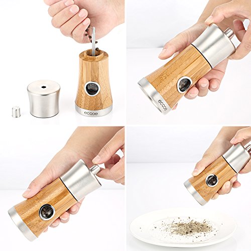 Ecooe Manuell Bambus Pfeffermühle/Gewürzmühle/Salzmühle Mit Keramikmahlwerk - 7